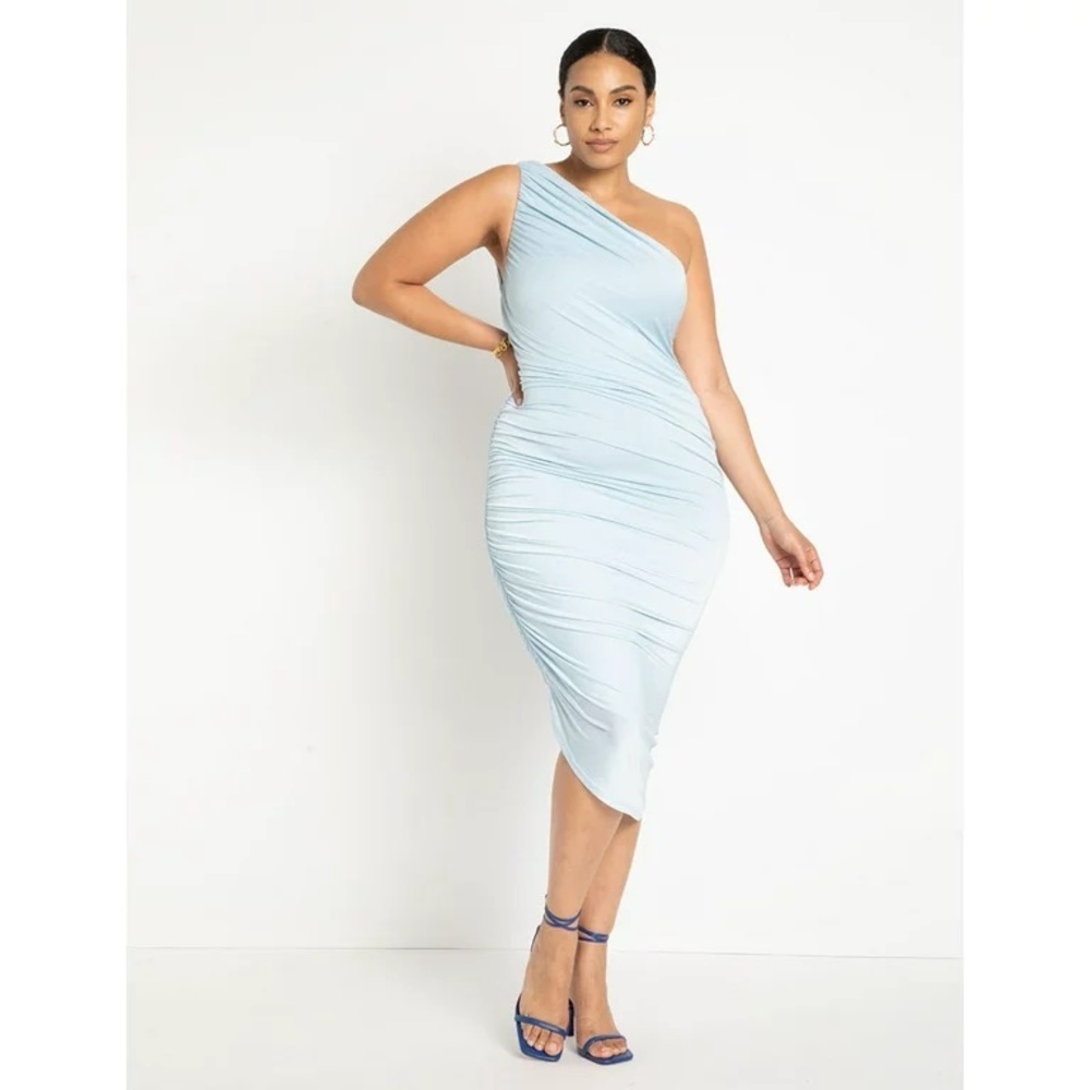 Eloquii Women's Plus Size Ruched One Shoulder Dress Size 22